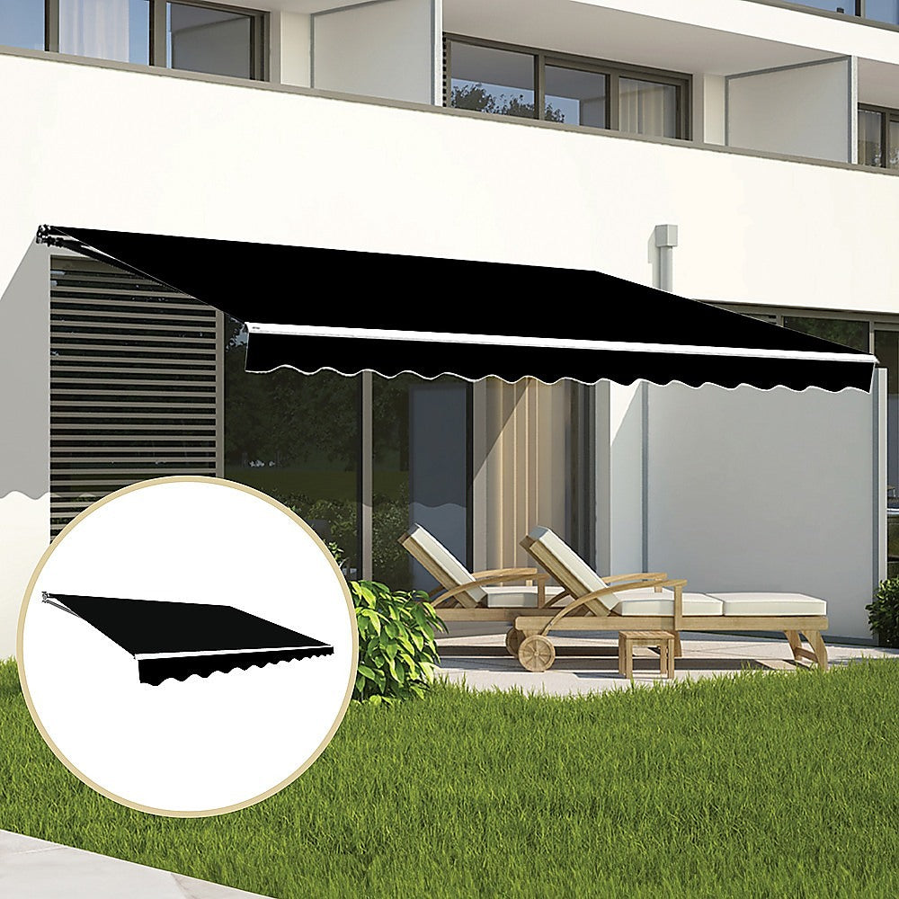 Outdoor Folding Arm Awning Retractable Sunshade Canopy Black 4.0m x 3.0m 7