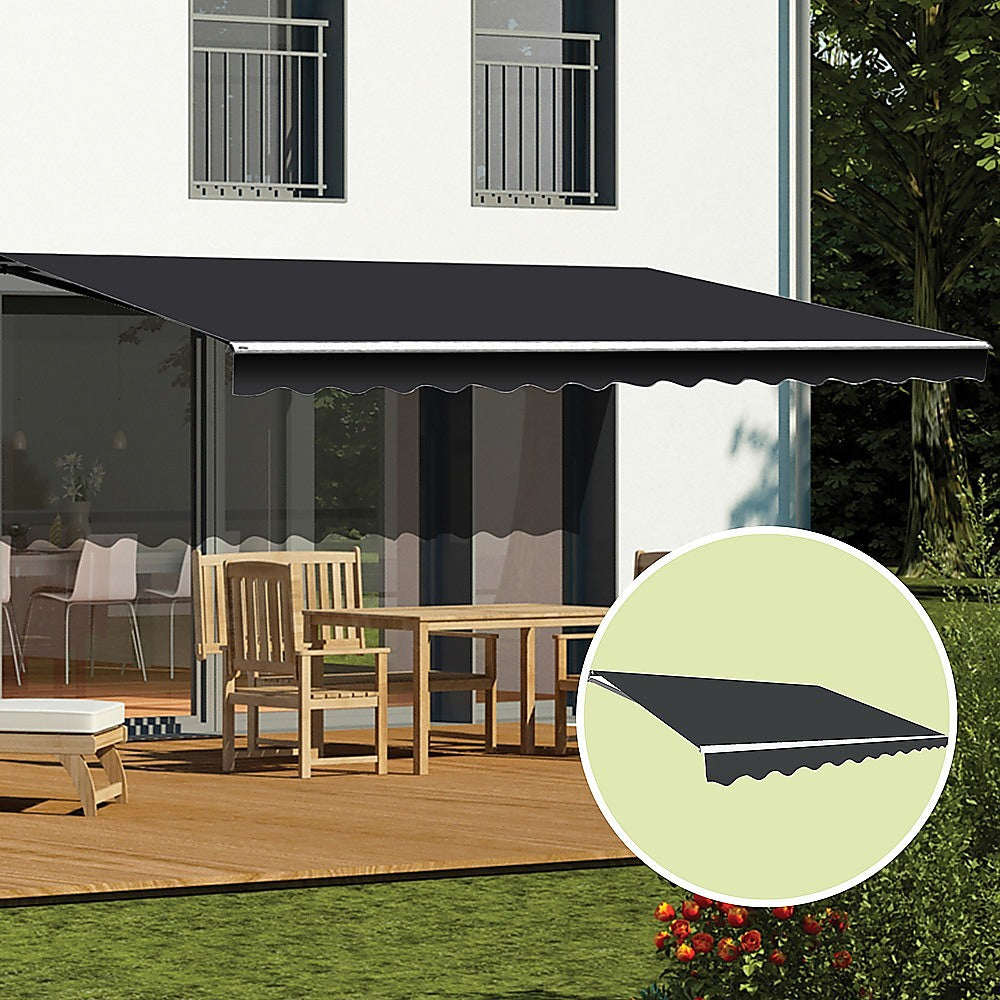 Outdoor Folding Arm Awning Retractable Sunshade Canopy Grey 5.0m x 3.0m 4