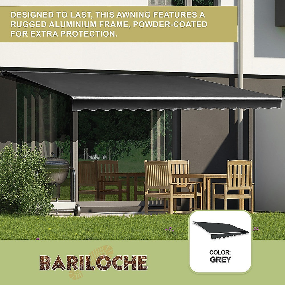 Outdoor Folding Arm Awning Retractable Sunshade Canopy Grey 5.0m x 3.0m 6