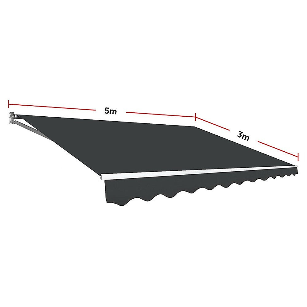 Outdoor Folding Arm Awning Retractable Sunshade Canopy Grey 5.0m x 3.0m 13