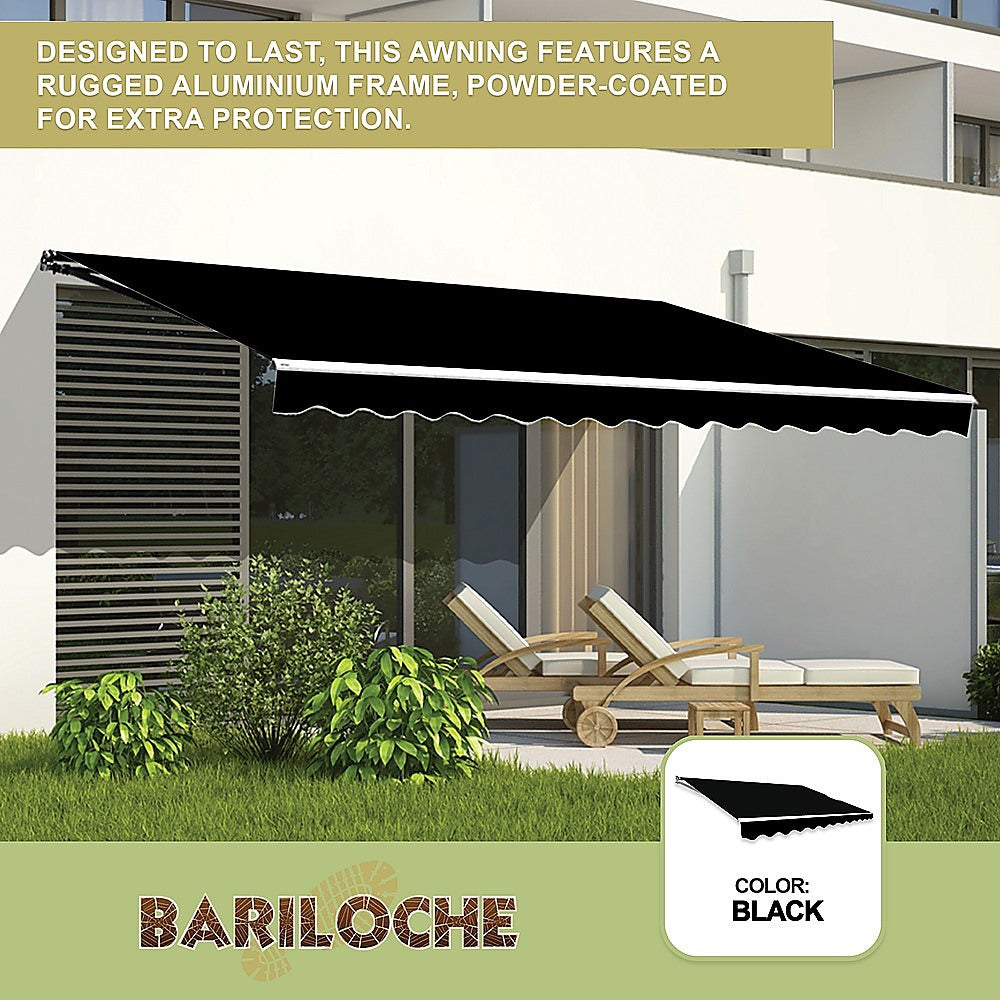 Outdoor Folding Arm Awning Retractable Sunshade Canopy Black 5.0m x 3.0m 8