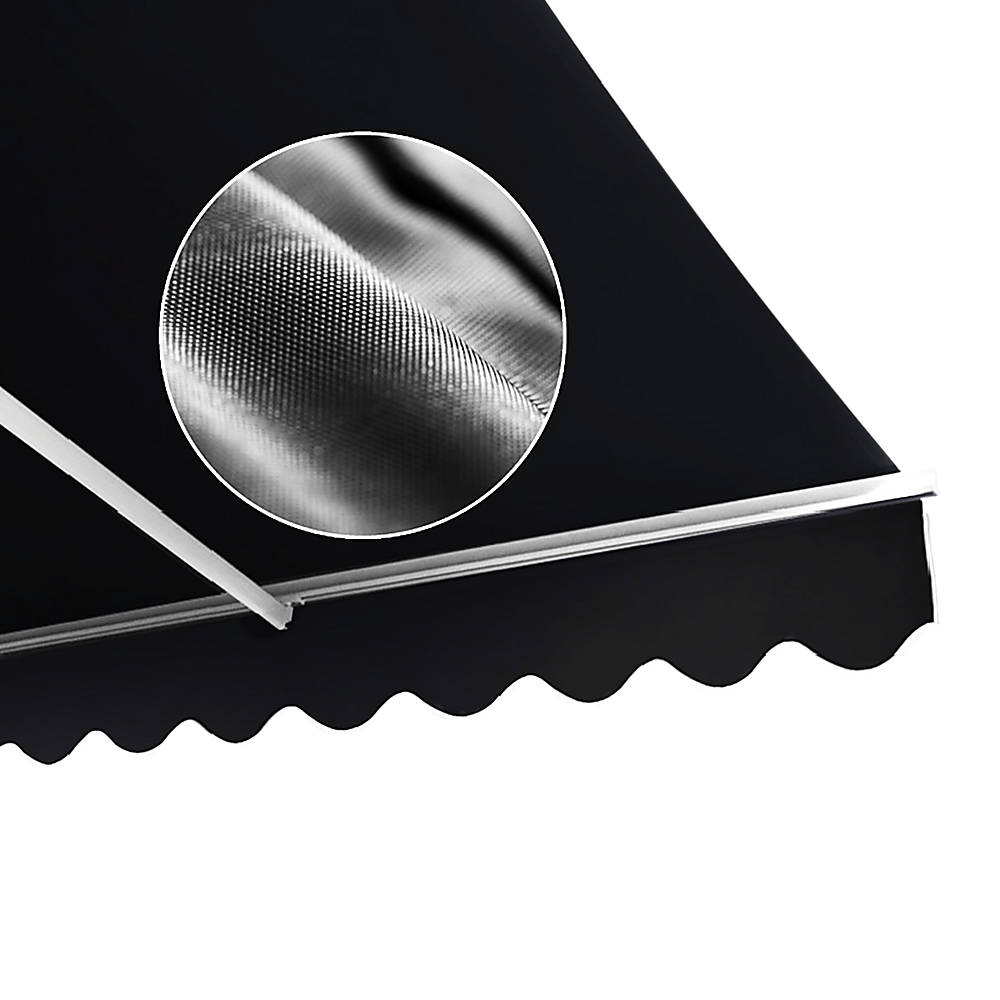 Outdoor Folding Arm Awning Retractable Sunshade Canopy Black 5.0m x 3.0m 9