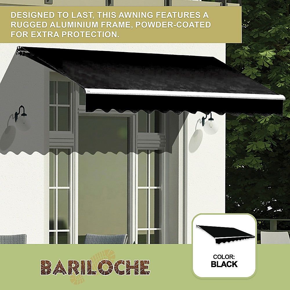Motorised Outdoor Folding Arm Awning Retractable Sunshade Canopy Black 3.0m x 2.5m 8