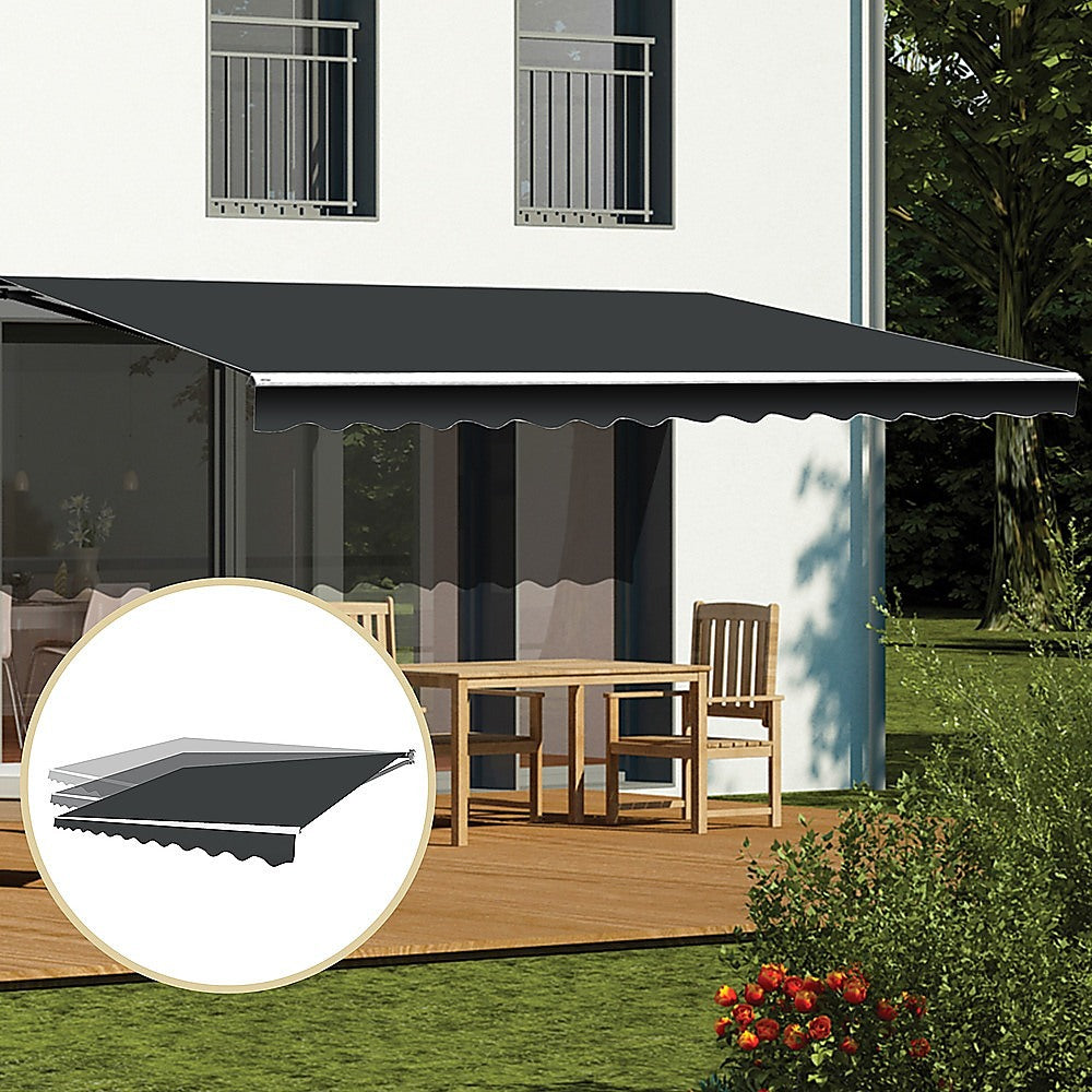 Motorised Outdoor Folding Arm Awning Retractable Sunshade Canopy Grey 4.0m x 2.5m 5