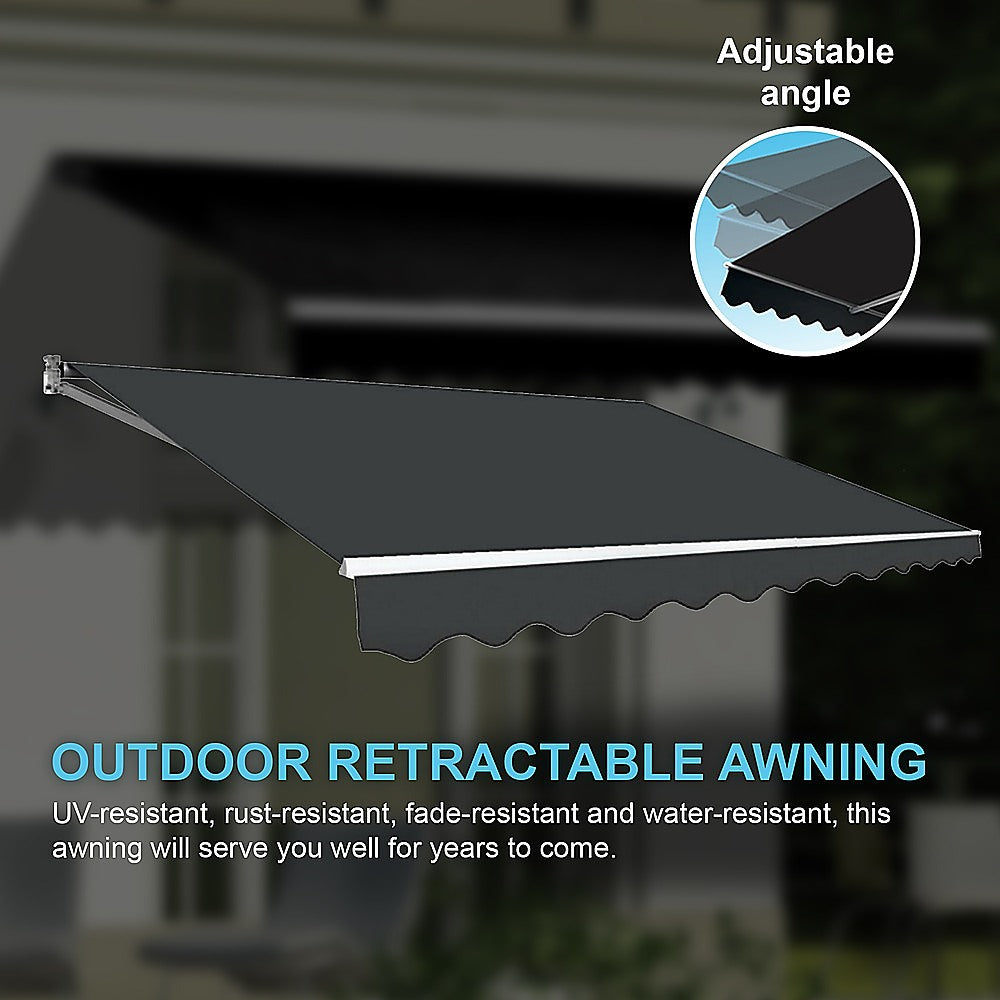 Motorised Outdoor Folding Arm Awning Retractable Sunshade Canopy Grey 4.0m x 2.5m 7