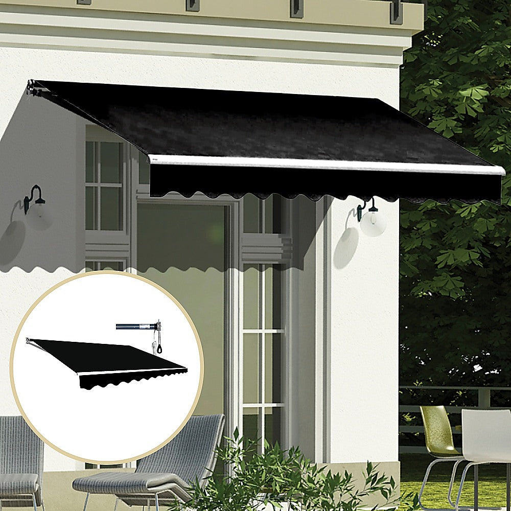 Motorised Outdoor Folding Arm Awning Retractable Sunshade Canopy Black 4.0m x 2.5m 8