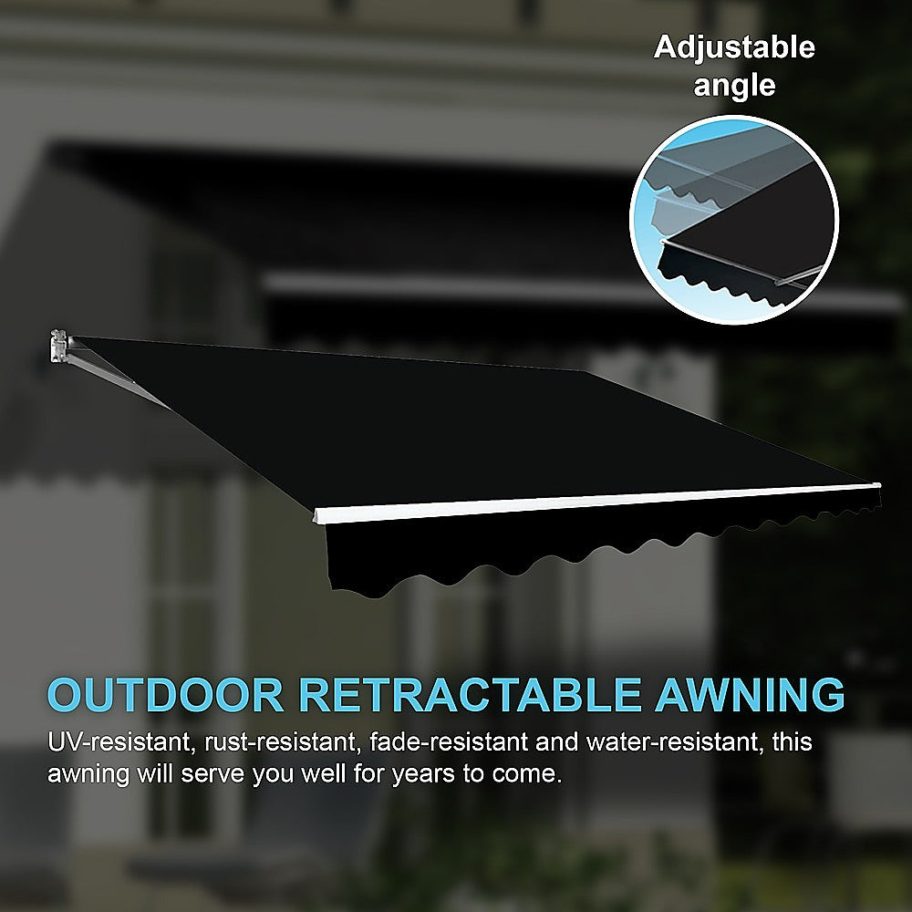 Motorised Outdoor Folding Arm Awning Retractable Sunshade Canopy Black 4.0m x 2.5m 7