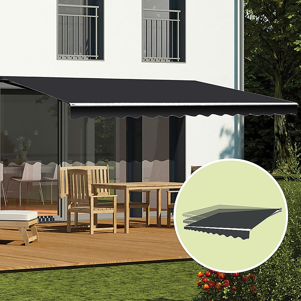 Motorised Outdoor Folding Arm Awning Retractable Sunshade Canopy Grey 4.0m x 3.0m 6