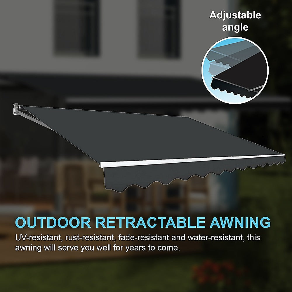 Motorised Outdoor Folding Arm Awning Retractable Sunshade Canopy Grey 4.0m x 3.0m 7