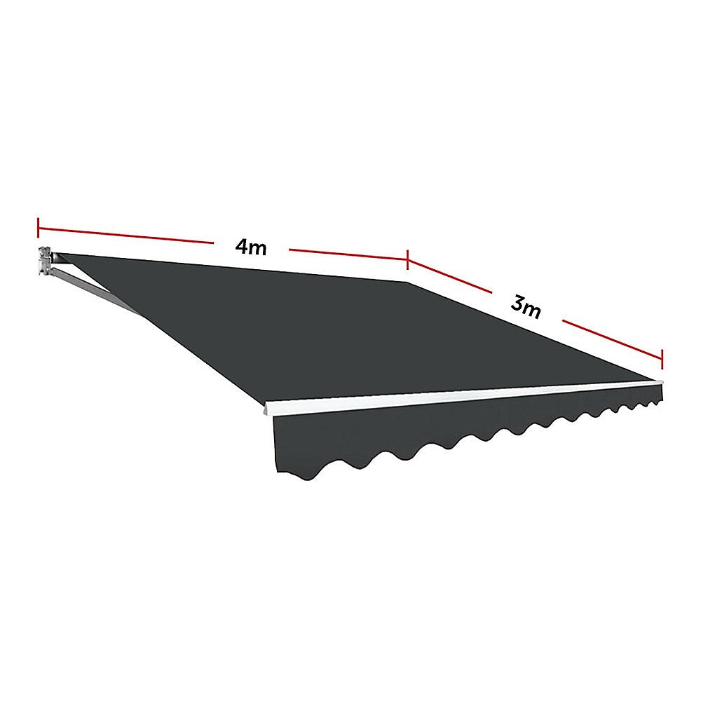 Motorised Outdoor Folding Arm Awning Retractable Sunshade Canopy Grey 4.0m x 3.0m 13