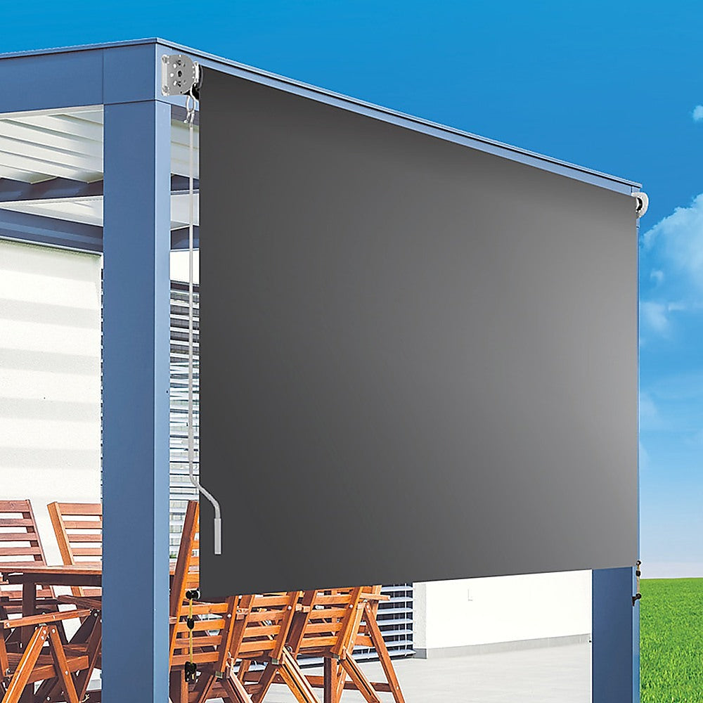 Retractable Straight Drop Roll Down Awning Garden Patio Screen 2.1X2.5M 5