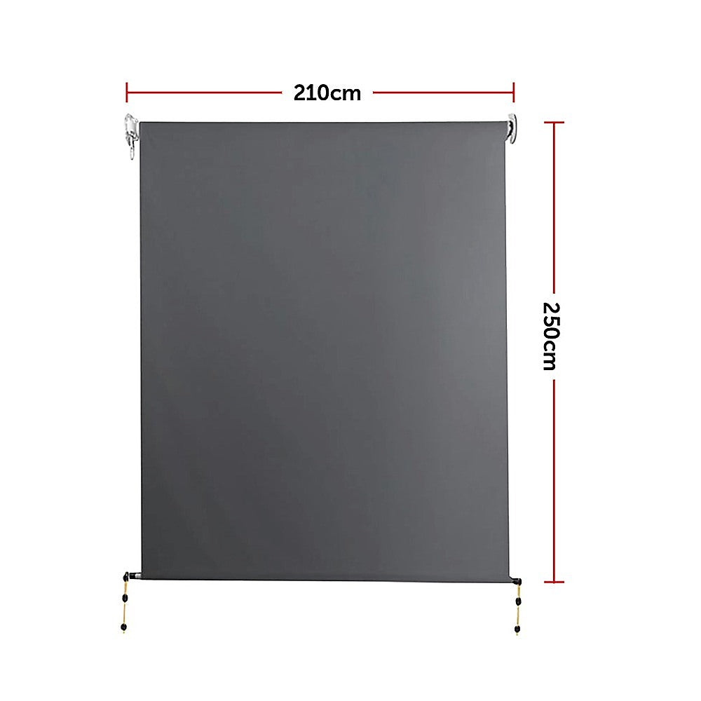 Retractable Straight Drop Roll Down Awning Garden Patio Screen 2.1X2.5M 11