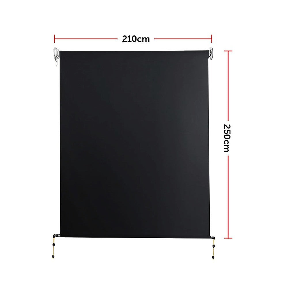 Retractable Straight Drop Roll Down Awning Garden Patio Screen 2.1X2.5M 7