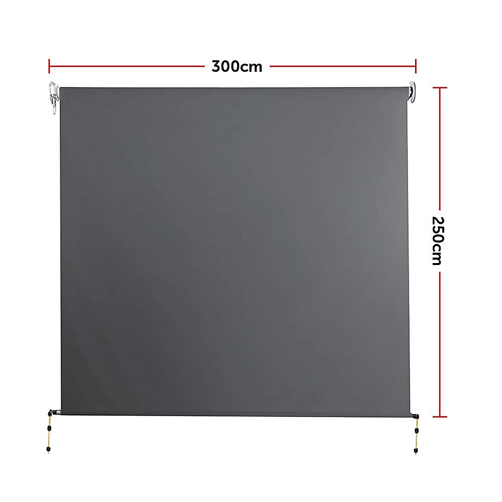 Retractable Straight Drop Roll Down Awning Garden Patio Screen 3.0X2.5M 11