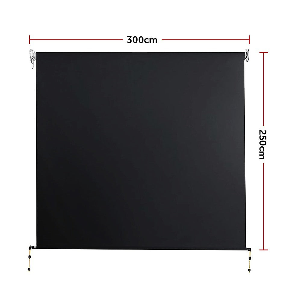Retractable Straight Drop Roll Down Awning Garden Patio Screen 3.0X2.5M 7