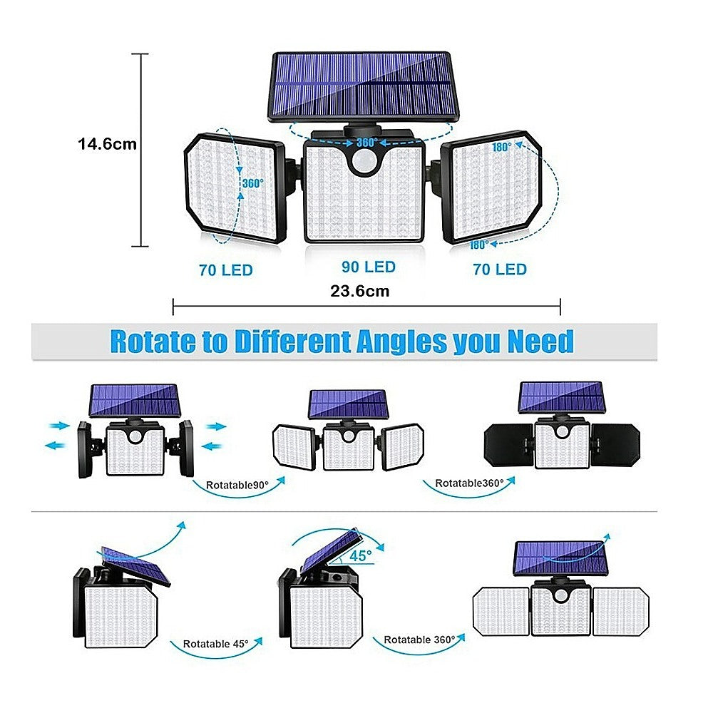 230 LED Solar Lights Outdoor 260LM Waterproof Motion Sensor Security Wall Lamp 6
