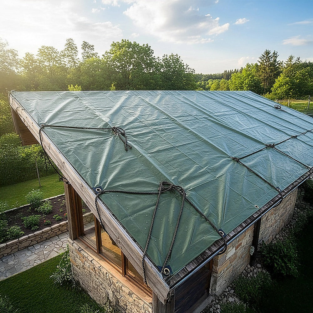 3x4M Army Heavy Duty Waterproof Canvas Tarp Tarpaulin Sun Blocked Dustproof 4