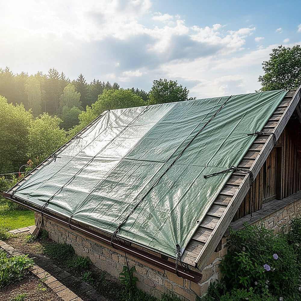 3x4M Army Heavy Duty Waterproof Canvas Tarp Tarpaulin Sun Blocked Dustproof 6