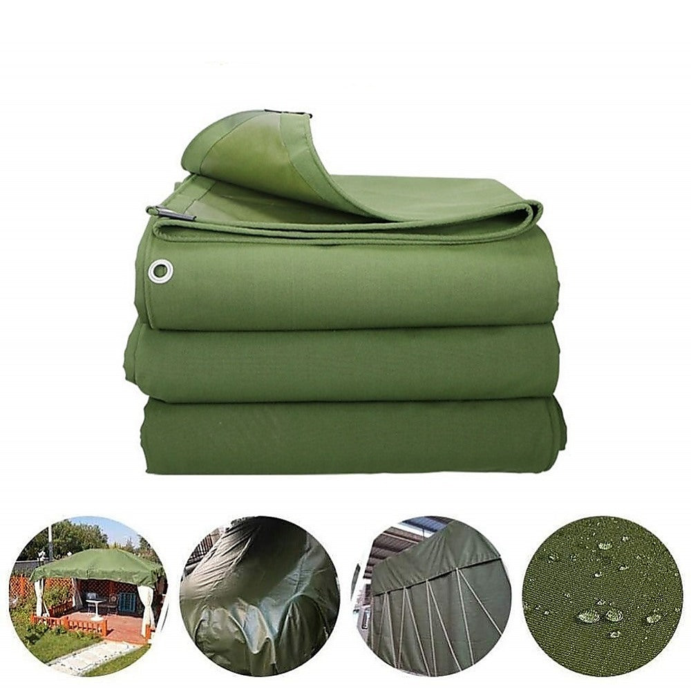 3x4M Army Heavy Duty Waterproof Canvas Tarp Tarpaulin Sun Blocked Dustproof 3