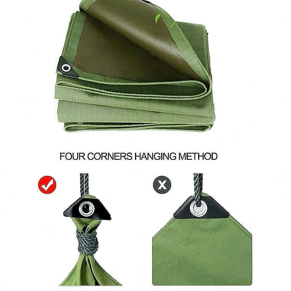 3x4M Army Heavy Duty Waterproof Canvas Tarp Tarpaulin Sun Blocked Dustproof 8