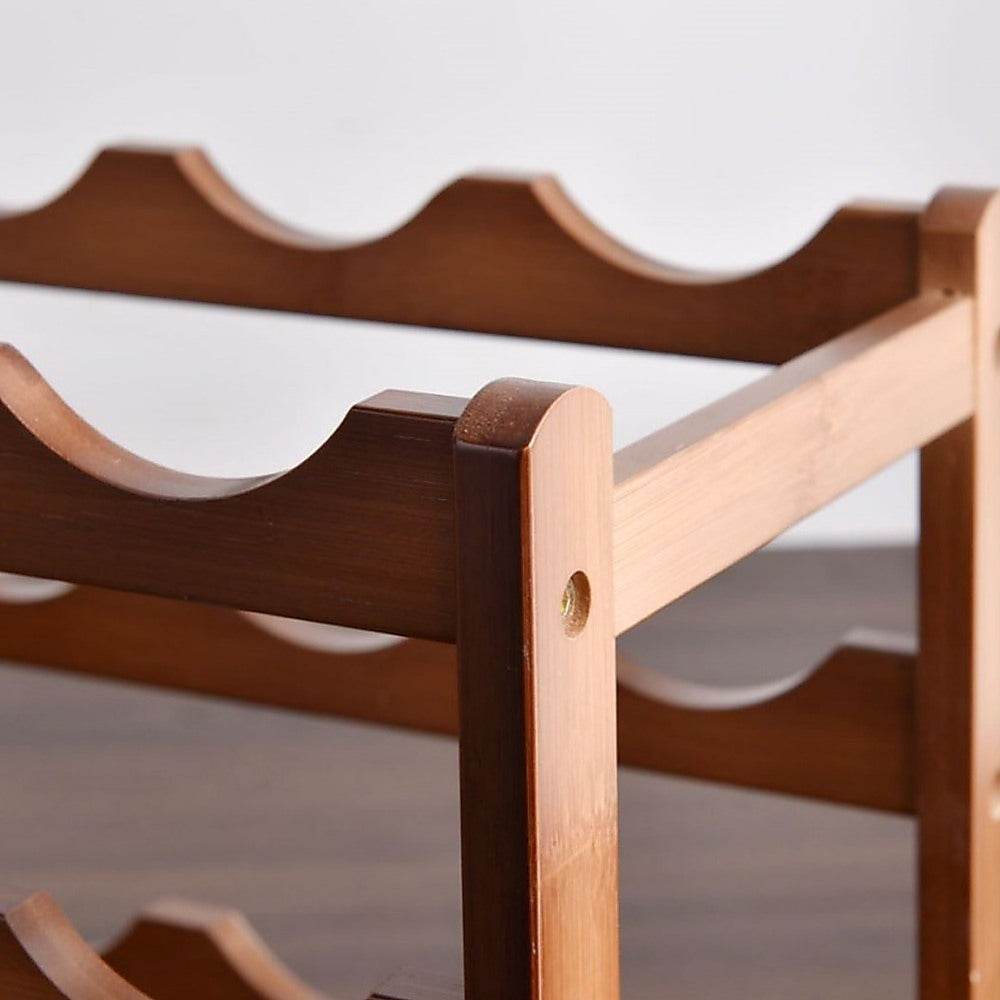 Bamboo Stackable Modular Freestanding Countertop Wine Shelf Rack 4