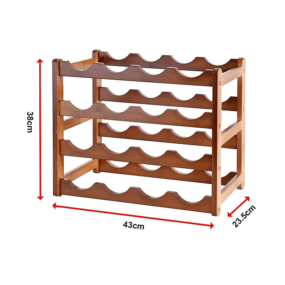 Bamboo Stackable Modular Freestanding Countertop Wine Shelf Rack 10