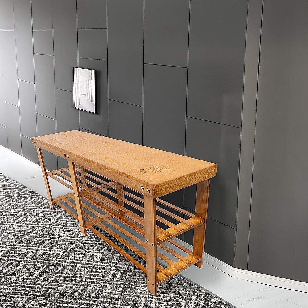 Bamboo Shoe Rack Wooden Bench Storage Organiser Cabinet Holder Stool 7