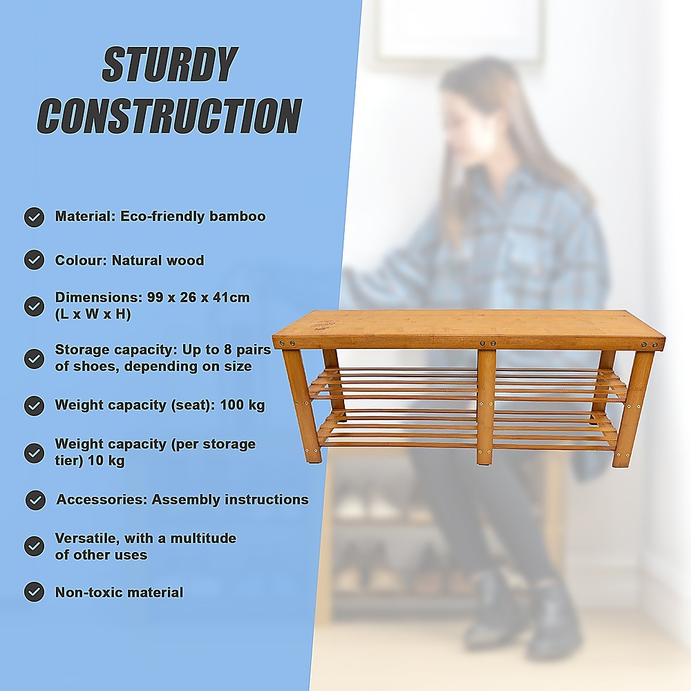Bamboo Shoe Rack Wooden Bench Storage Organiser Cabinet Holder Stool 12