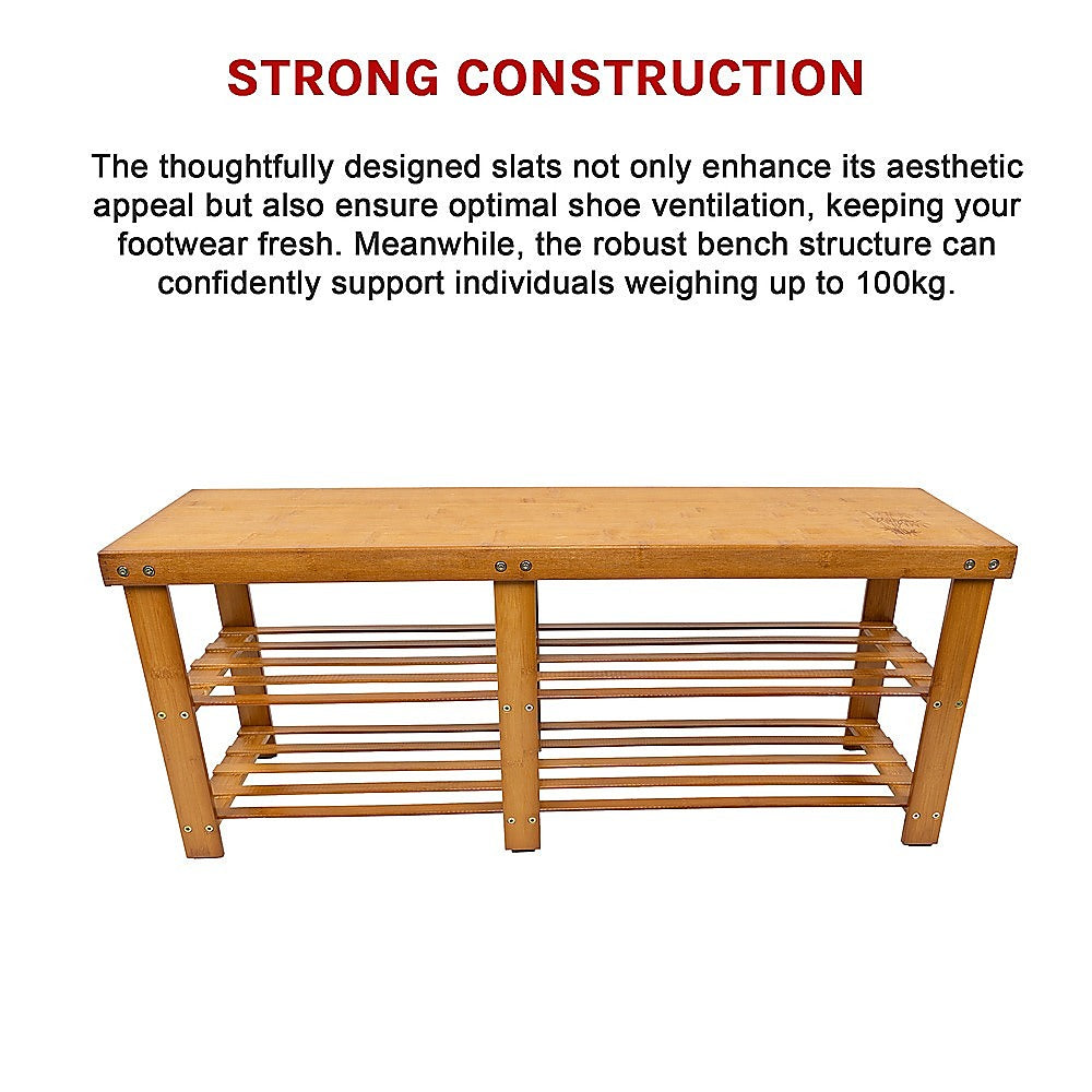 Bamboo Shoe Rack Wooden Bench Storage Organiser Cabinet Holder Stool 13