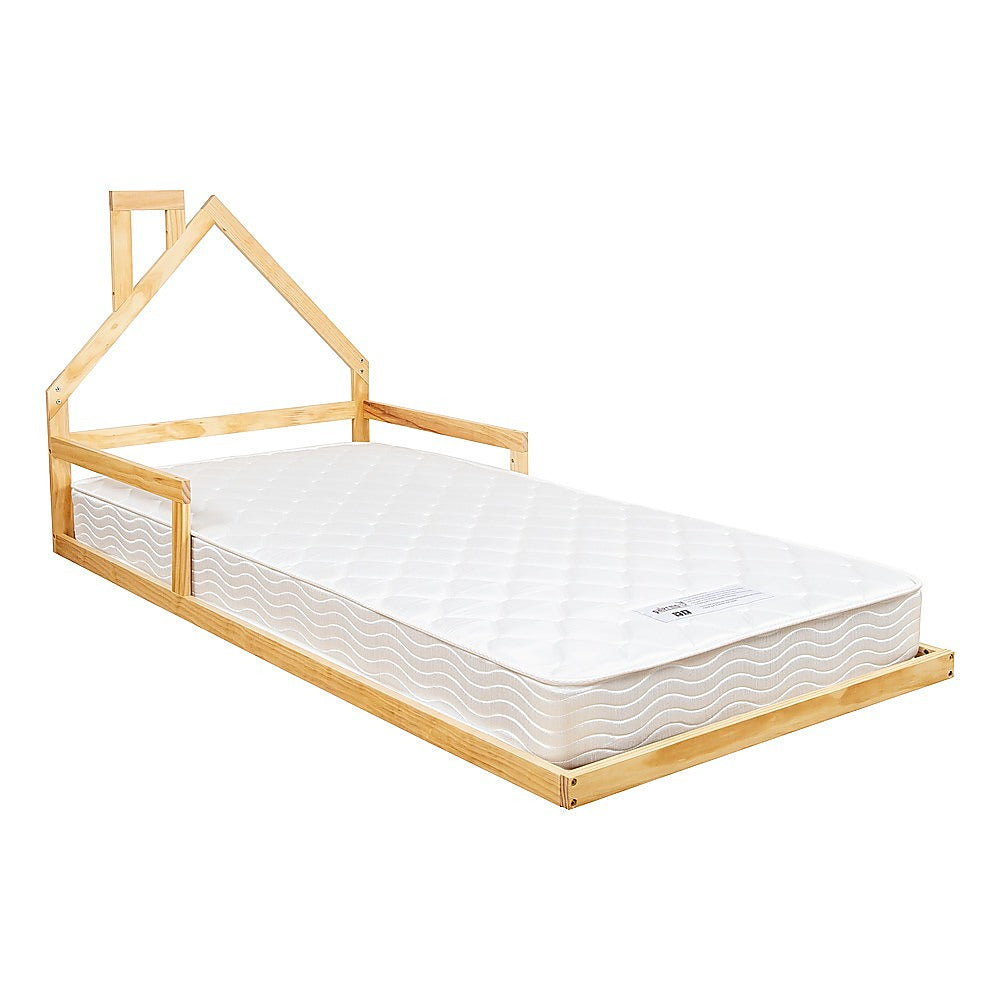Pine Wood Floor Bed House Frame for Kids and Toddlers 6