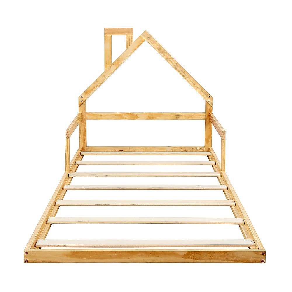 Pine Wood Floor Bed House Frame for Kids and Toddlers 7