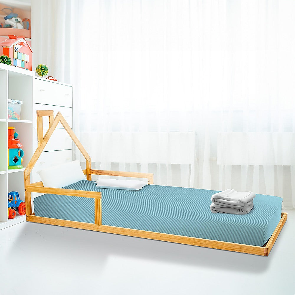 Pine Wood Floor Bed House Frame for Kids and Toddlers 4