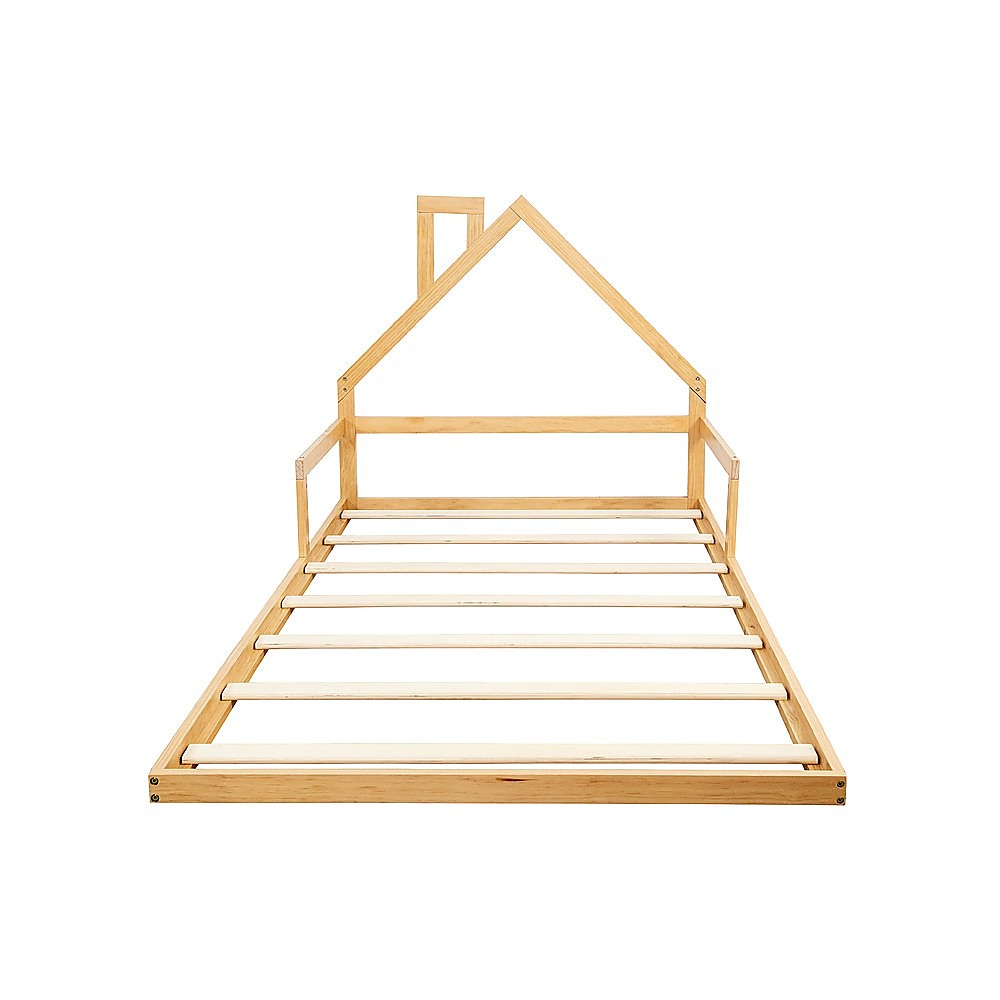 Pine Wood Floor Bed House Frame for Kids and Toddlers 6