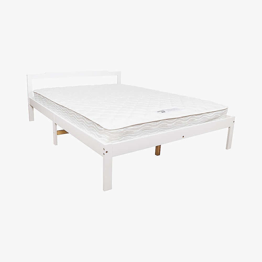 Double Wooden Bed Frame Home Furniture White 3