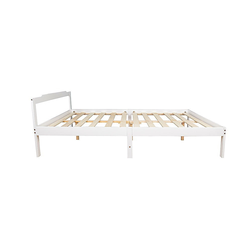 Double Wooden Bed Frame Home Furniture White 5