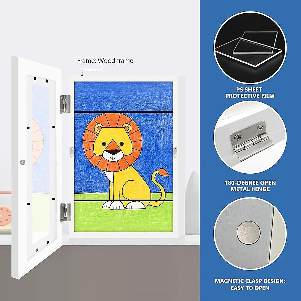 Kids Art Wood Frame Children Art Projects Display Hold 150 Pictures 5