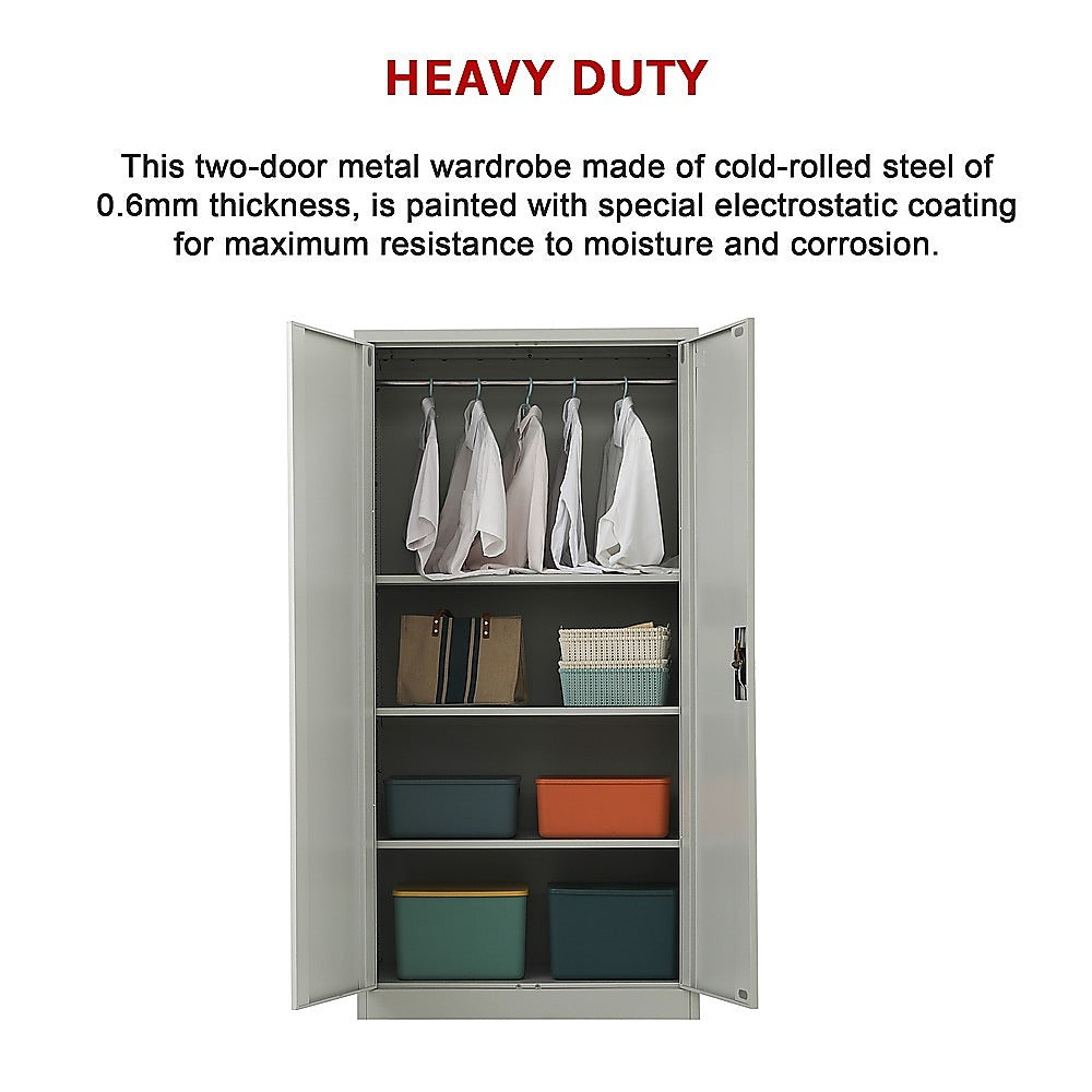 Two-Door Metal Cabinet Shelf Storage for Home Office Gym 13