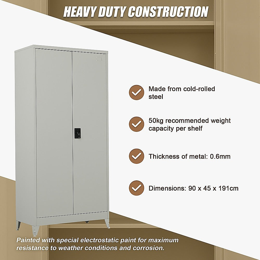 Two-Door Metal Cabinet Shelf Storage for Home Office Gym 13