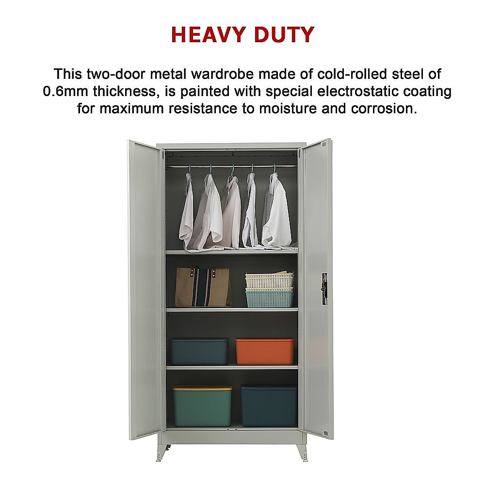 Two-Door Metal Cabinet Shelf Storage for Home Office Gym 14