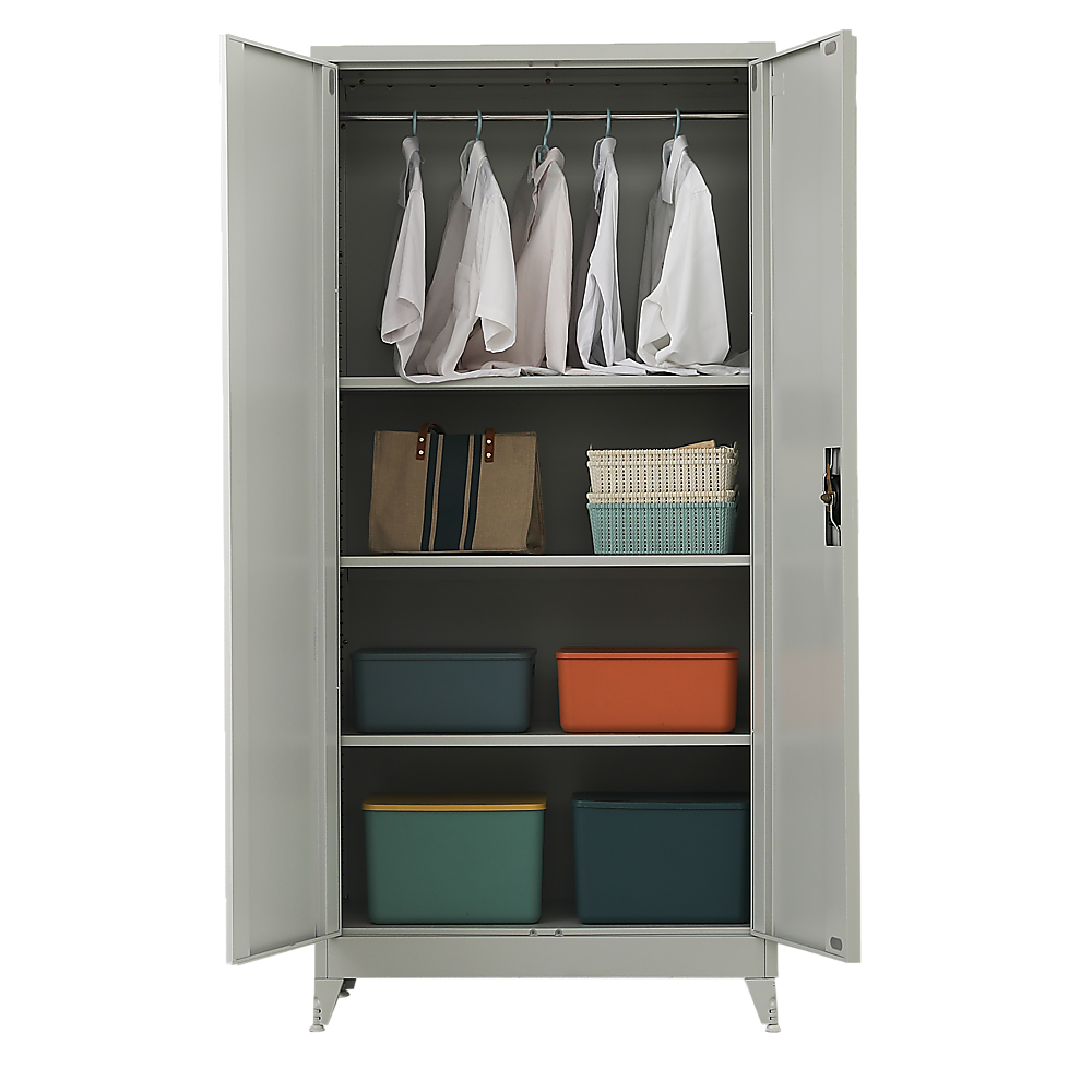 Two-Door Metal Cabinet Shelf Storage for Home Office Gym 12