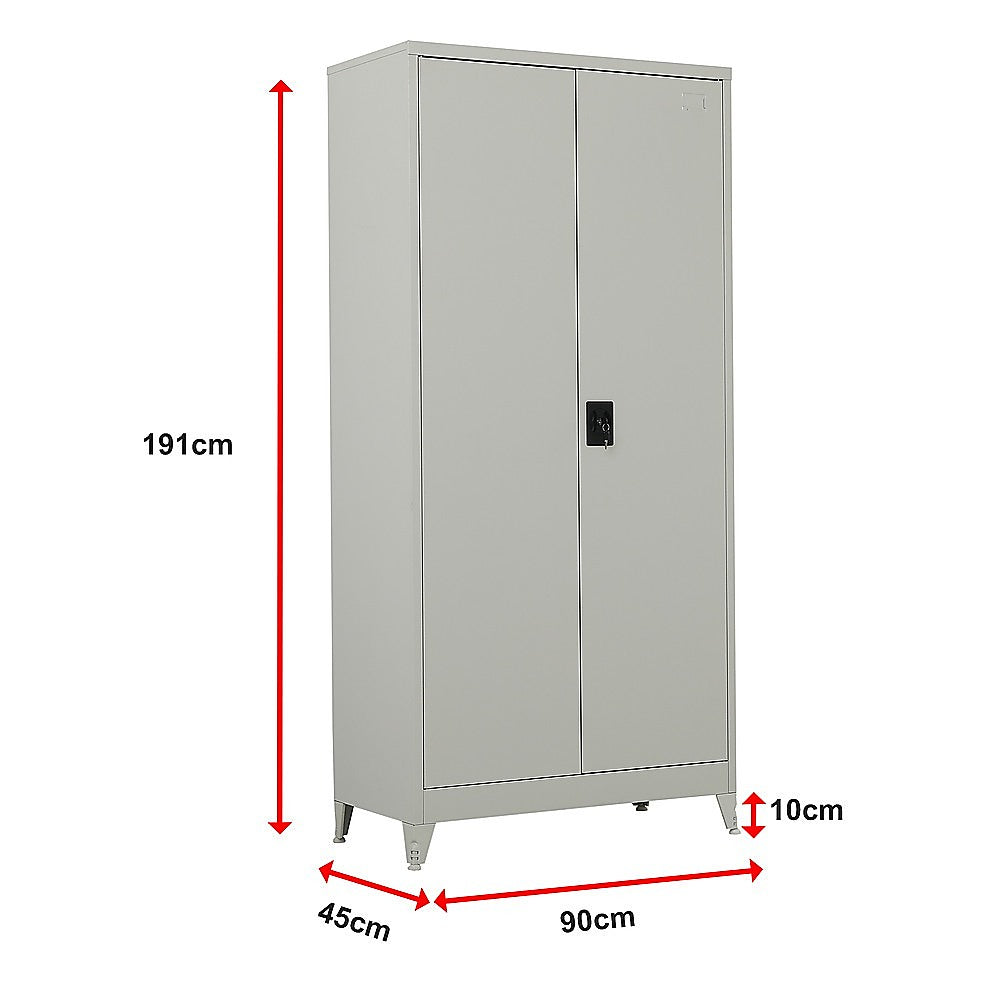 Two-Door Metal Cabinet Shelf Storage for Home Office Gym 15