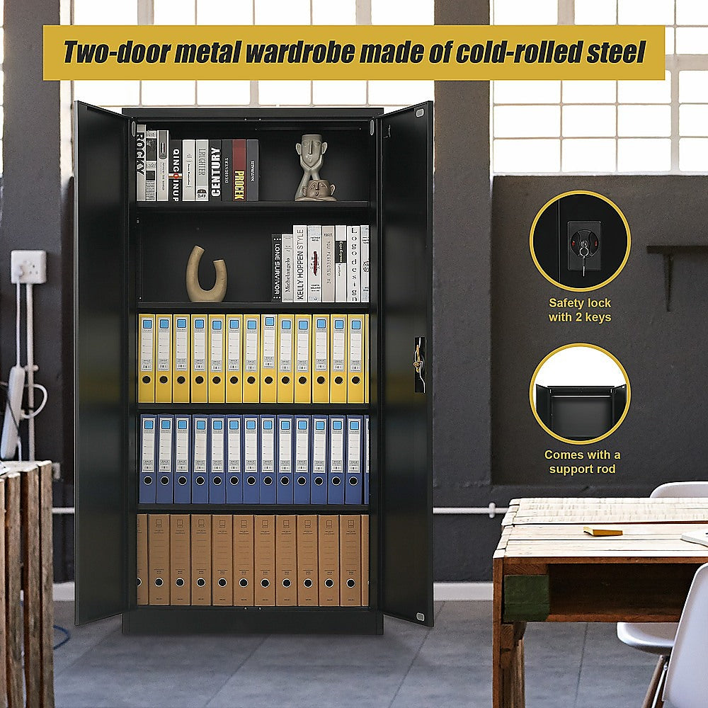 Two-Door Metal Cabinet Shelf Storage for Home Office Gym 8