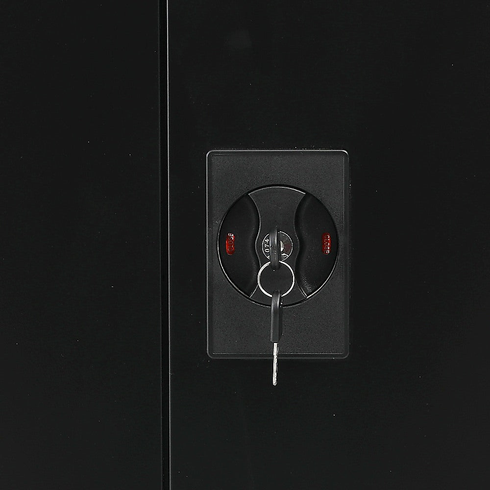 Two-Door Metal Cabinet Shelf Storage for Home Office Gym 9