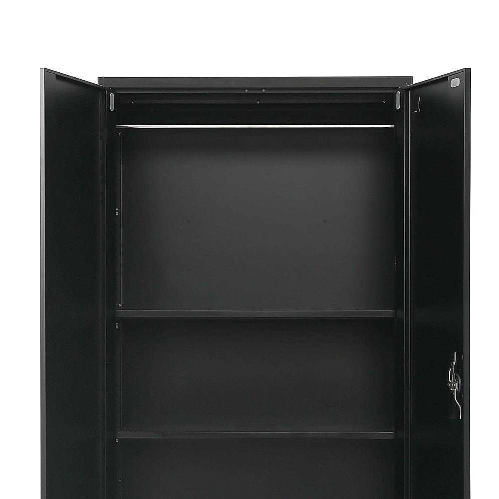 Two-Door Metal Cabinet Shelf Storage for Home Office Gym 10