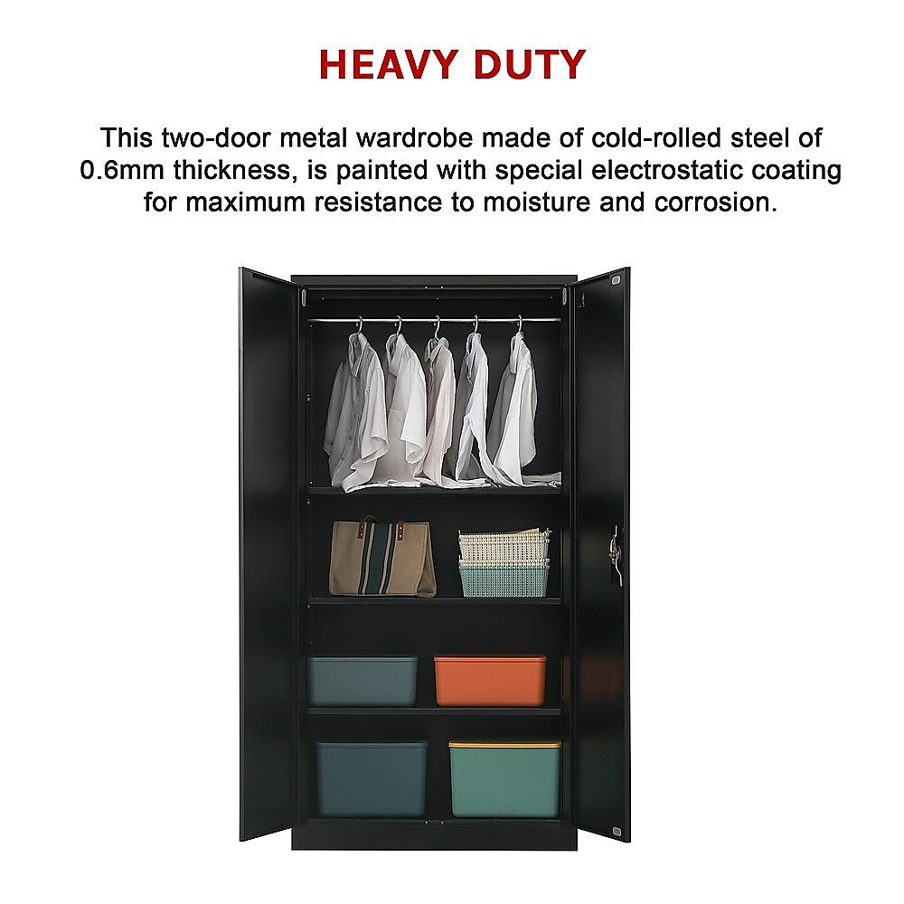 Two-Door Metal Cabinet Shelf Storage for Home Office Gym 6