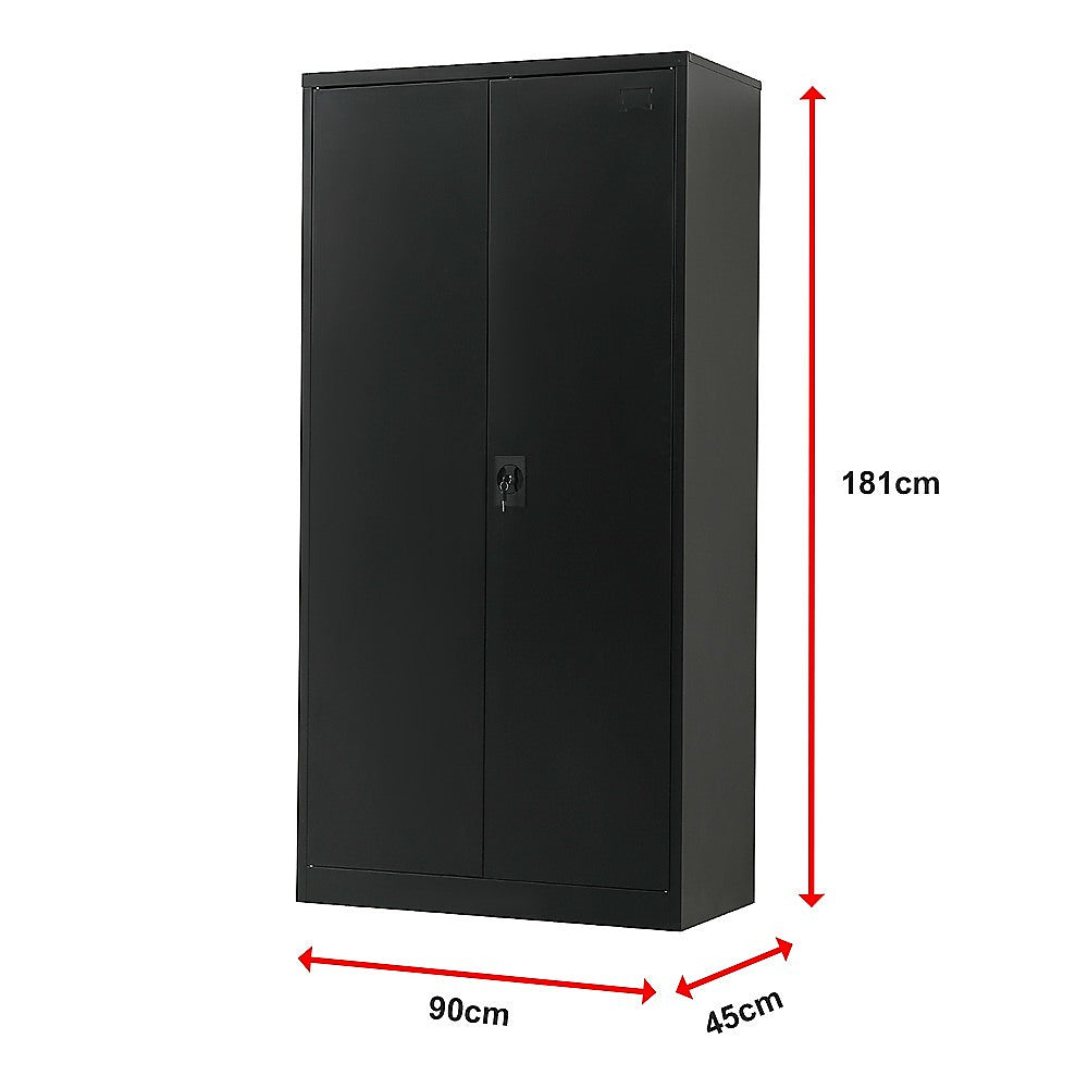 Two-Door Metal Cabinet Shelf Storage for Home Office Gym 12