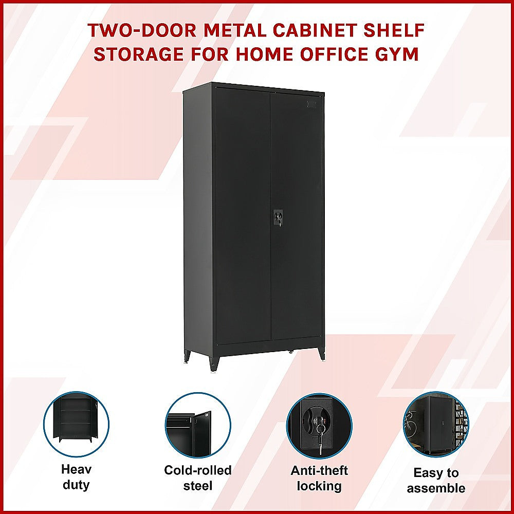 Two-Door Metal Cabinet Shelf Storage for Home Office Gym 3