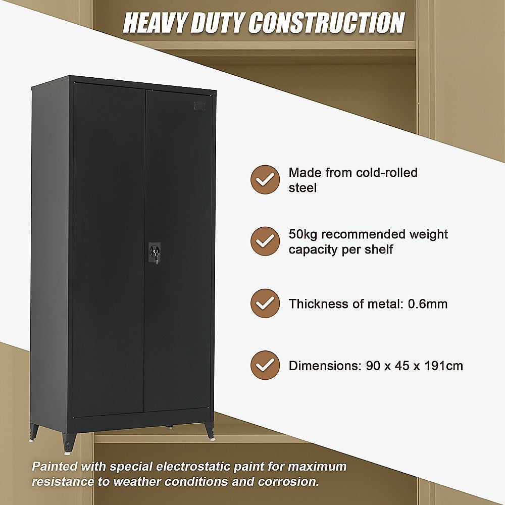 Two-Door Metal Cabinet Shelf Storage for Home Office Gym 11