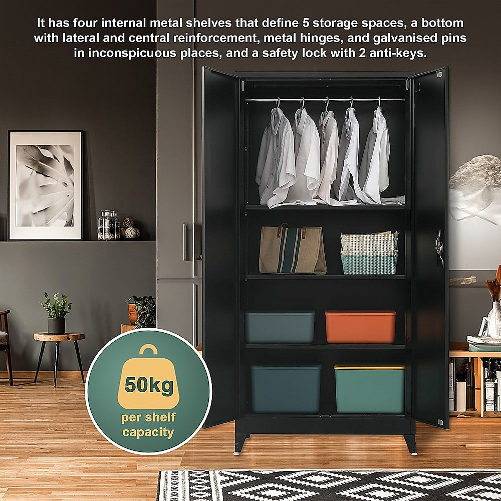 Two-Door Metal Cabinet Shelf Storage for Home Office Gym 6