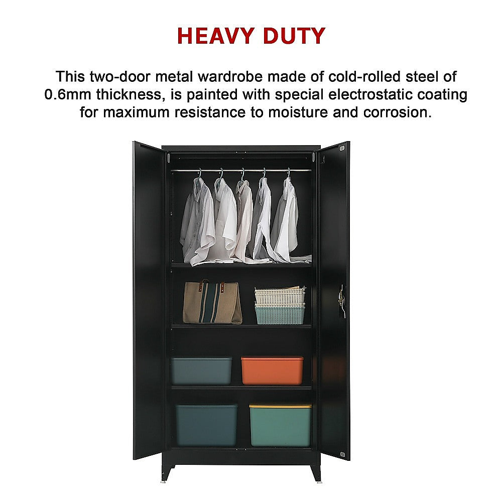 Two-Door Metal Cabinet Shelf Storage for Home Office Gym 14